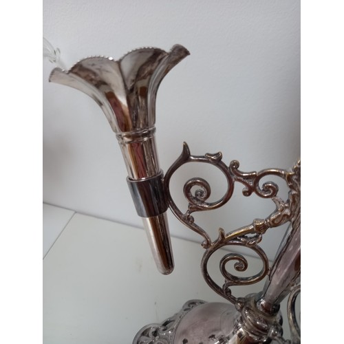 31 - Silver plate epergne with flower holder