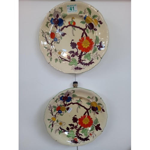 41 - Pair of Mason plates, pattern Wood Pigeon, circa1891-1921