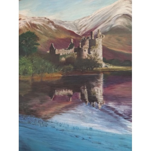 42 - Oil on board, Kilchurn Castle on Loch Awe, by Edith Whyte  66 x 55 cm approx