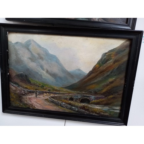 43 - 2 x antique paintings on board, Scottish scenery