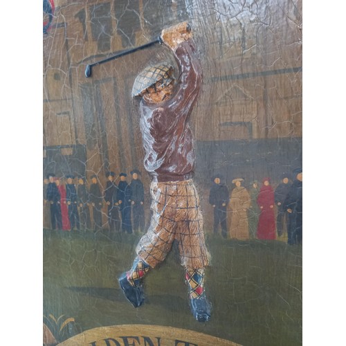 62 - Large vintage reproduction St Andrews Golden Jubilee wooden plaque