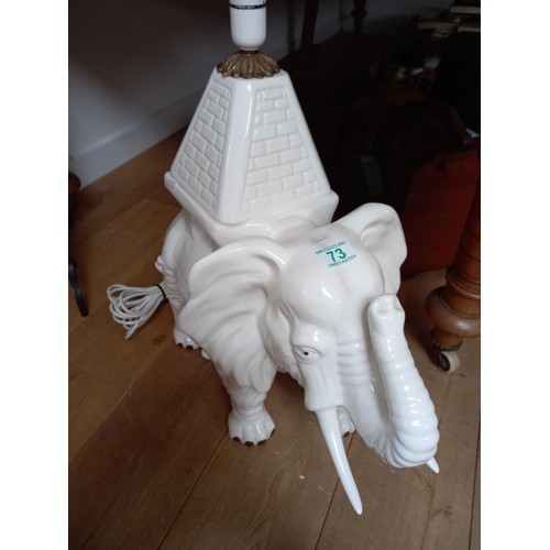 73 - Large white elephant lamp  62 cm high approx