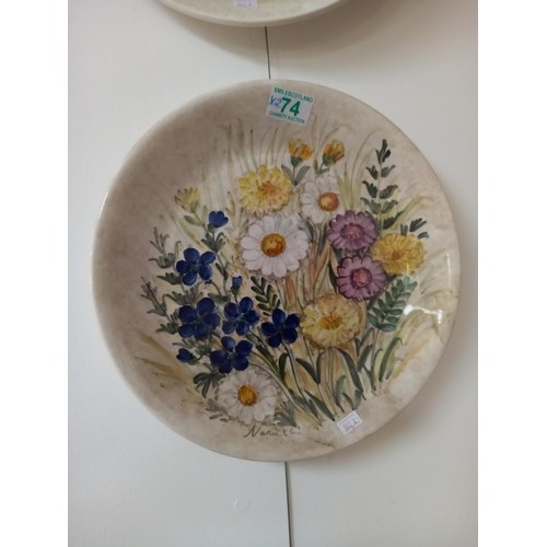 74 - Pair of hand painted plates