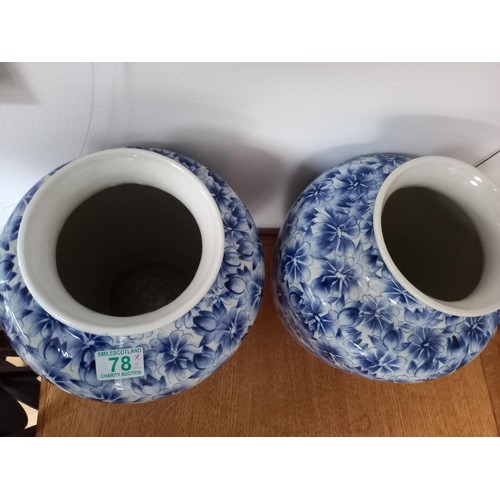 78 - Pair of large printed vases  34 cm high approx