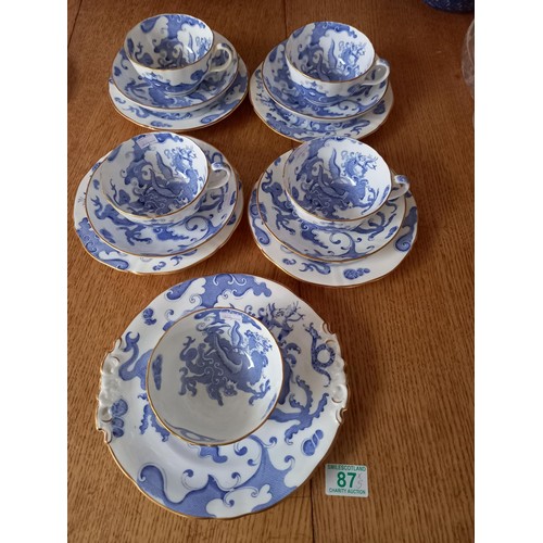 87 - Royal Worchester Dragon plates and cups