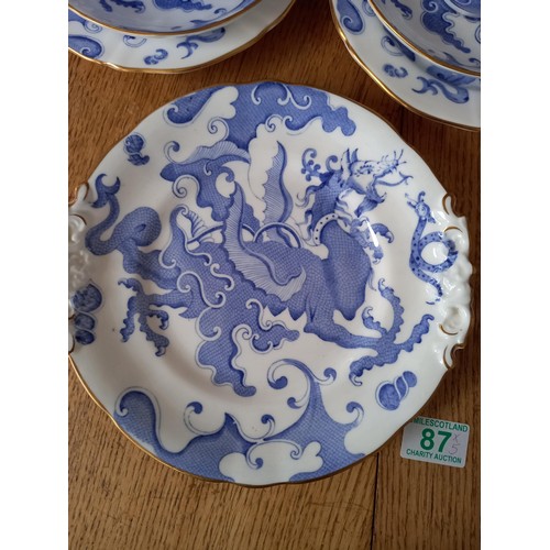 87 - Royal Worchester Dragon plates and cups