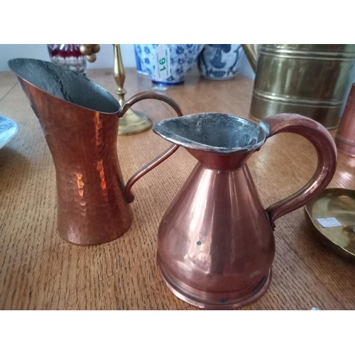 92 - Selection of copper and brass ware