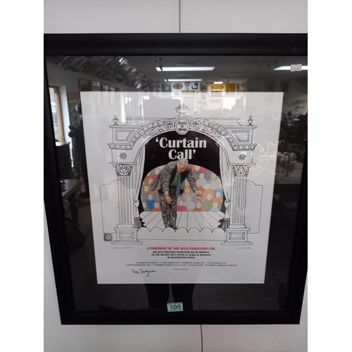 100 - Framed Thearte of Dreams Curtain Call Sir Alex Ferguson, signed, limited to 27 lithographs