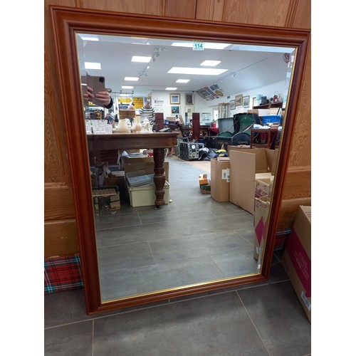 114 - Large framed bevelled mirror 88 x 114 cm approx