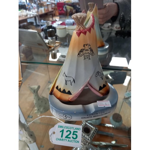 125 - Edmonton Sunwapta Broadcasting Co wigwam ashtray, made in Japan