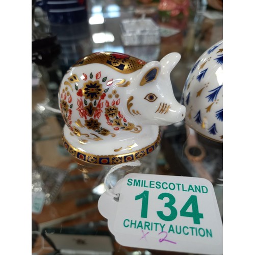 134 - Royal Crown Derby XLV111 rabbit and Royal Crown Derby LX1 pig