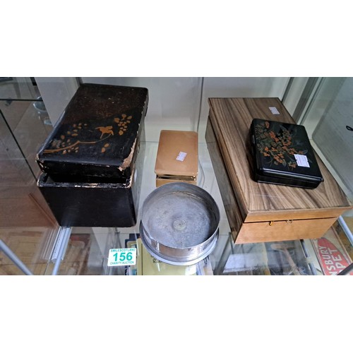 156 - Selection of jewellery boxes, costume jewellery, etc