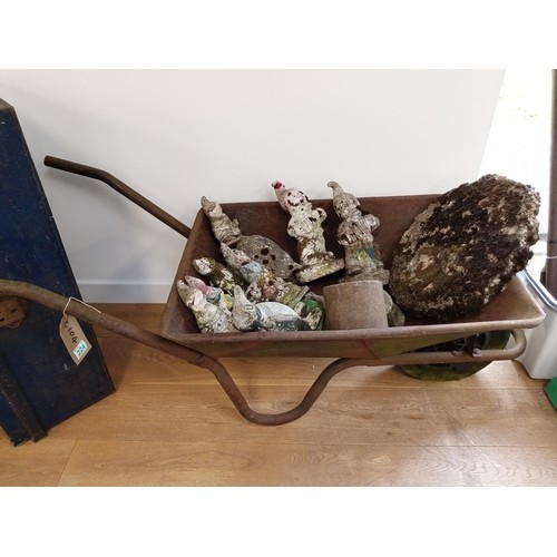 224 - wheel barrow with gardening ornaments