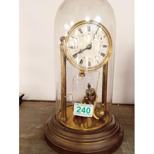 240 - Mantle Clock in glass dome