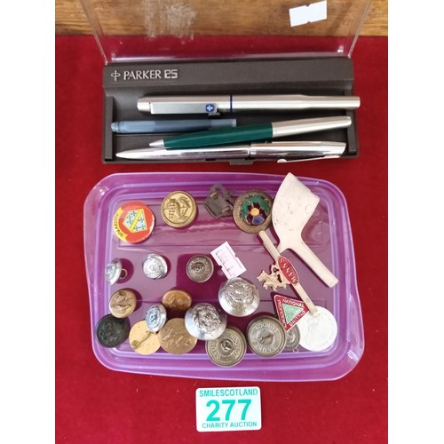 277 - Vintage Pens and Buttons etc