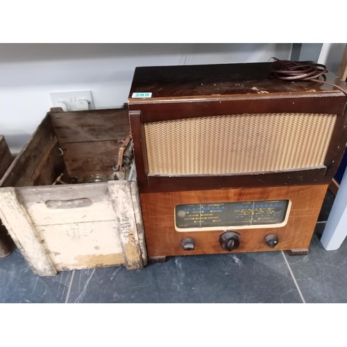 285 - Vintage Radio and Box of Odds