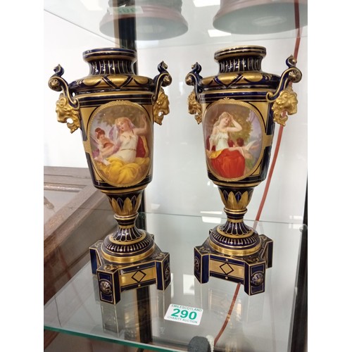 290 - Pair of antique Austrian vases 28cm H approx.