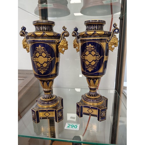 290 - Pair of antique Austrian vases 28cm H approx.