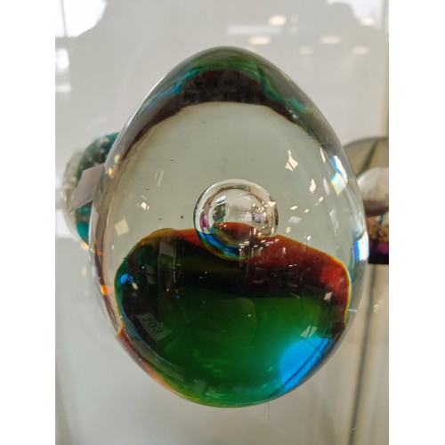 303 - 4x Glass paperweights some signed