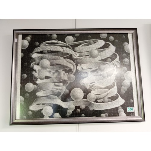 306 - Framed jigsaw puzzle of Escher picture