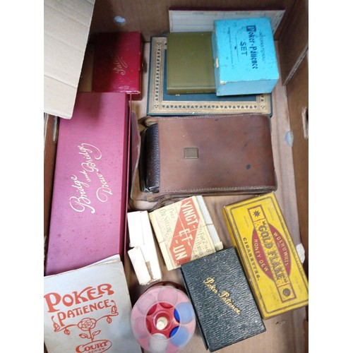 328 - Box lot of vintage playing cards boxes etc.