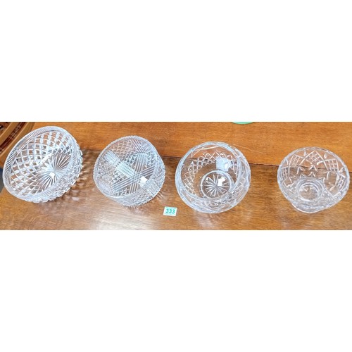 333 - 4 x Crystal Bowls including Galway