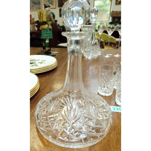 339 - Ships decanter and 6 x Watford crystal glasses