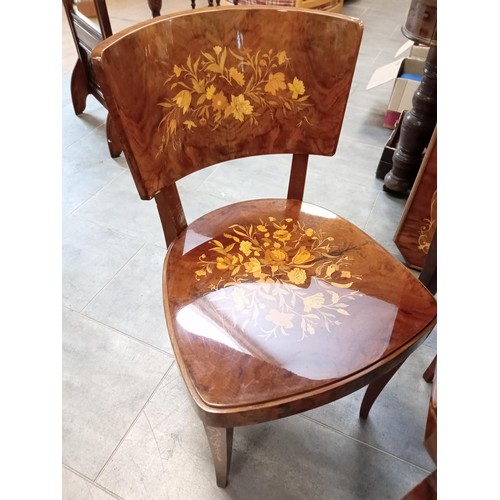 342 - Italian marquetry games table with 4 chairs