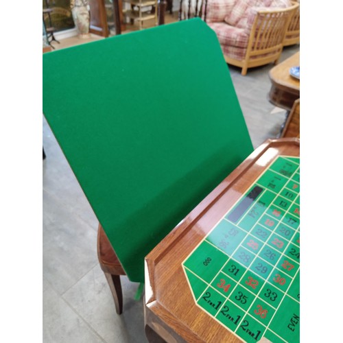 342 - Italian marquetry games table with 4 chairs