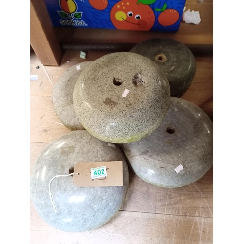 402 - 5x vintage curling stones, no handles a/f