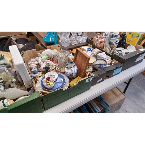 426 - 4 x Boxes of ornaments, china ware etc,