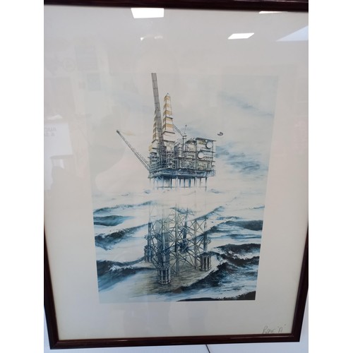 5 - 2 x Framed Oil Platform Prints