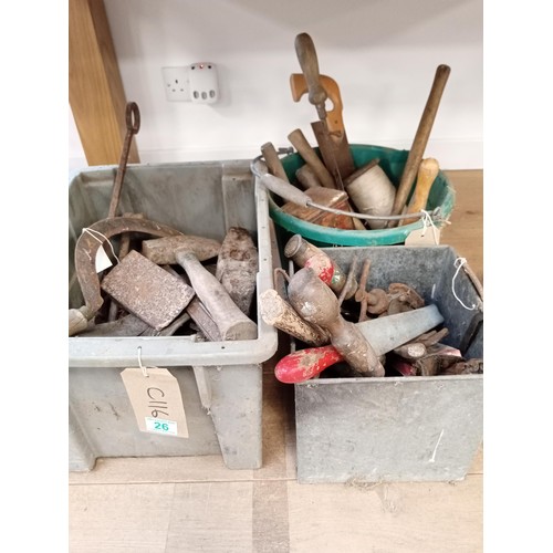 26 - 3x boxes of vintage tools etc.