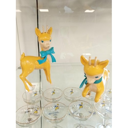 41 - 3x vintage Babycham deer