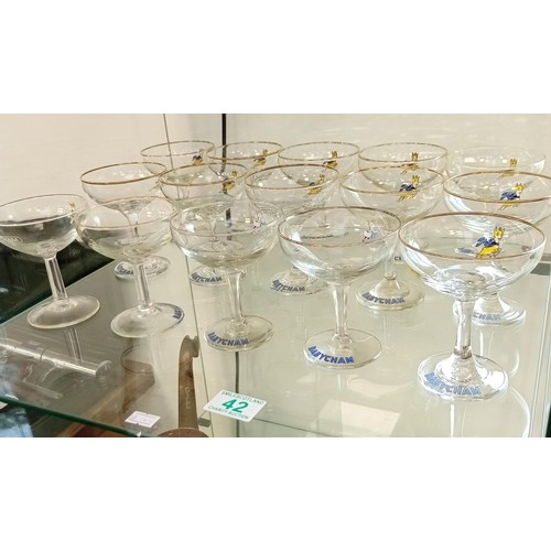 42 - 15x Babycham glasses