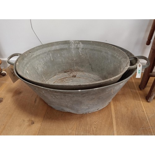 68 - 2x galvanised tubs