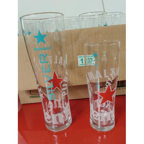 133 - Brand new genuine Heineken glasses, pint & half pint