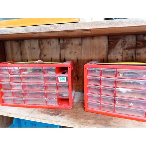 148 - Miniature storage cabinets and contents