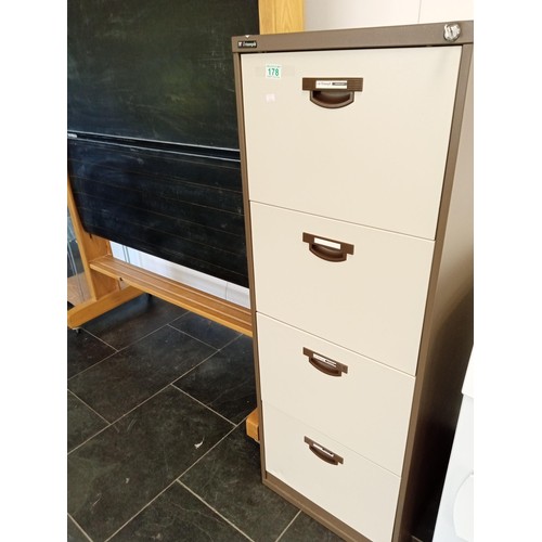 178 - 4 drawer filing cabinet with key