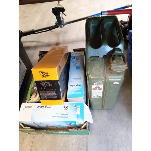 187 - JCB air compressor accessories, etc and a petrol can