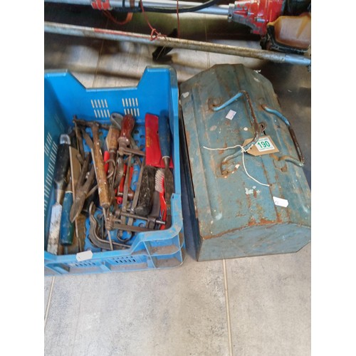 190 - Box of tools and tool box with tools