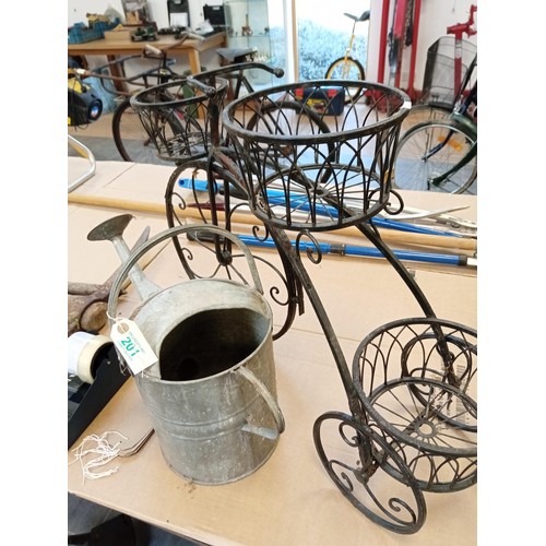 201 - Watering can and bike plant stand