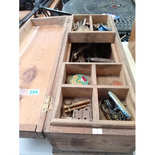 254 - Wooden tool chest with tools