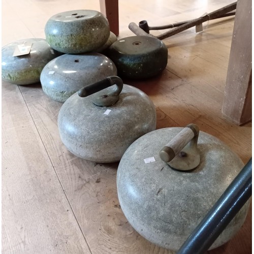 256 - Selection of vintage curling stones, a/f