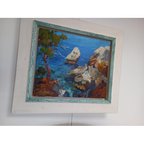 80 - North Coast of Mallorca original oil on canvas attributed to Josep Coll Bardolet (Girona) 46x36cm ap... 