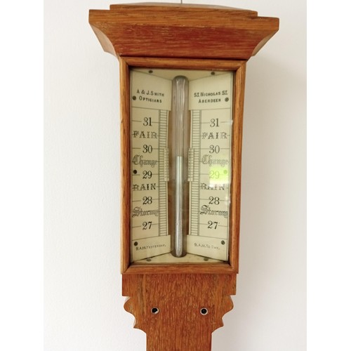 2 - Antique Oak Mercury Barometer