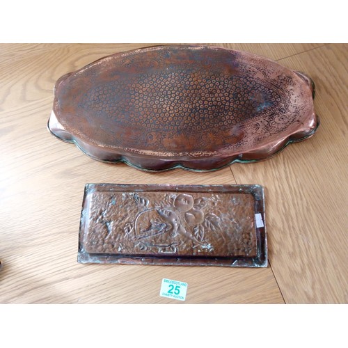 25 - 2 Arts and Crafts Copper Trays