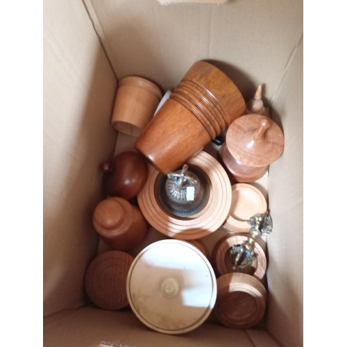 29 - 2 Boxes Treen and Papermache Boxes etc