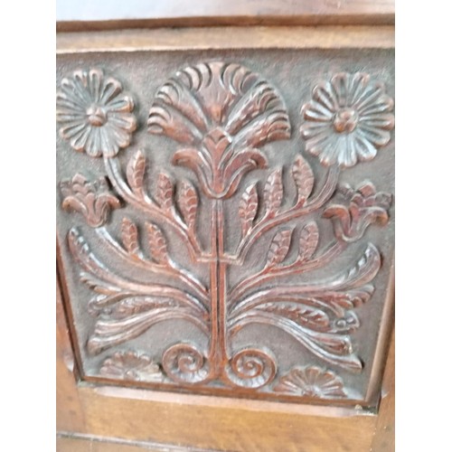 37 - Oak Antique Carved Small Wall Corner Cabinet