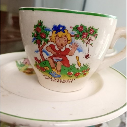 46 - Vintage Nursery Rhymes Cups, Saucers and Plates